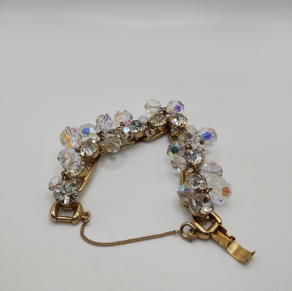 Vintage Gold Tone AB Crystal Bracelet  Statement Piece - Picture 4 of 11